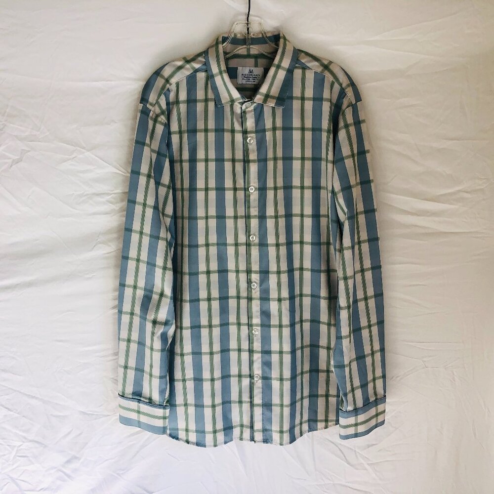 Mizzen Main Plaid Button Front Long Sleeve Shirt Trim Fit Men's Size 2XL